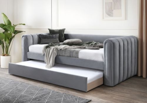 Flintshire Chester Grey Fabric Day Bed With Trundle