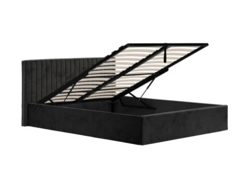 LPD Berlin 5ft Kingsize Black Fabric Ottoman Bed Frame
