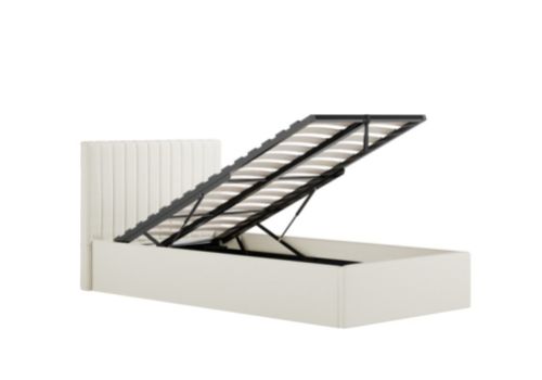 LPD Berlin 3ft Single Milk Fabric Ottoman Bed Frame