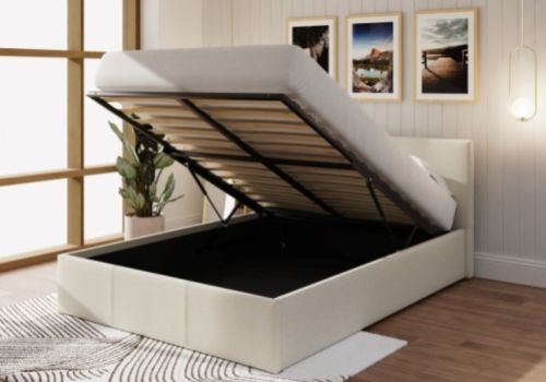 GFW End Lift Ottoman 4ft Small Double Natural Fabric Bed Frame