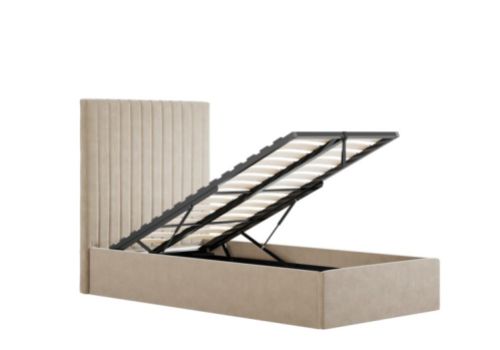 LPD Berlin TALL 3ft Single Beige Fabric Ottoman Bed Frame