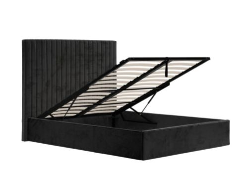LPD Berlin TALL 5ft Kingsize Black Fabric Ottoman Bed Frame
