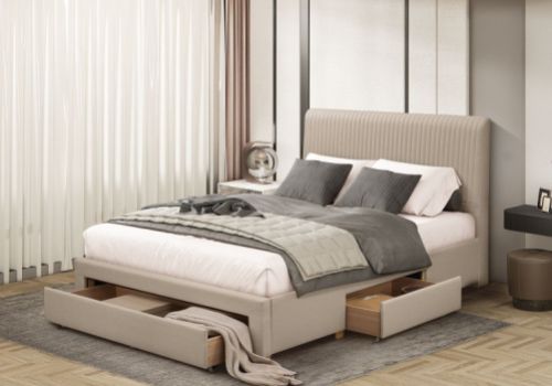 Flintshire Drury 5ft Kingsize Linen Finish Fabric Bed Frame With Drawers