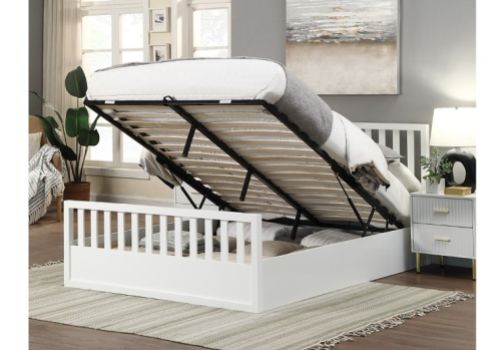Flintshire Alyn 4ft6 Double White Wooden Ottoman Bed Frame