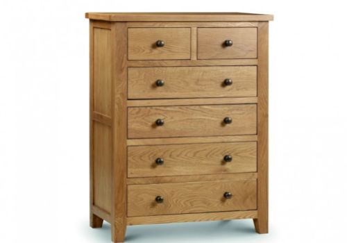 Julian Bowen Marlborough American Oak 4+2 Chest of Drawers