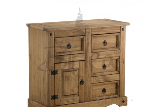 Birlea Corona Pine 1 Door 4 Drawer Sideboard