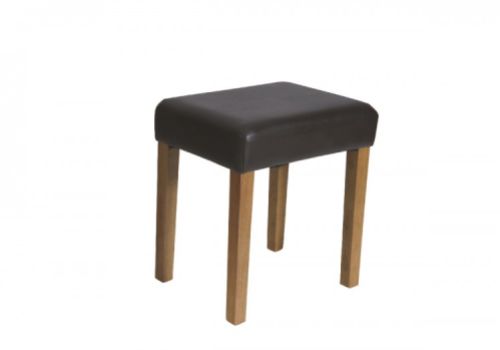 Core Milano Brown Faux Leather Stool With Medium Wood Legs