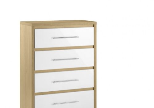 Julian Bowen Stockholm Oak and White 4 Drawer Wooden Chest