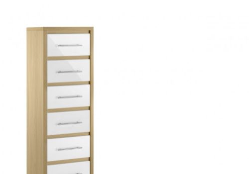 Julian Bowen Stockholm Oak and White 6 Drawer Narrow Wooden Chest