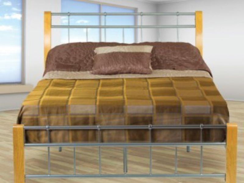 Sweet Dreams Sandpiper 4ft 6 Double Oak Legs Silver Metal Bed Frame