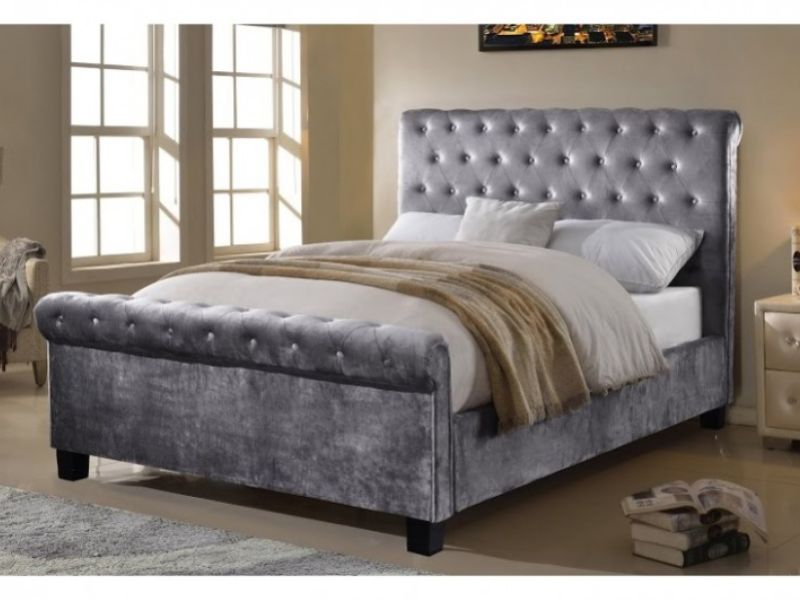 Flair Furnishings Lola 6ft Super Kingsize Silver Fabric Bed Frame