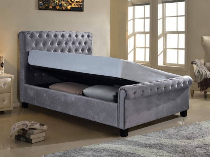 Flair Furnishings Lola 4ft6 Double Silver Fabric Ottoman Bed Frame