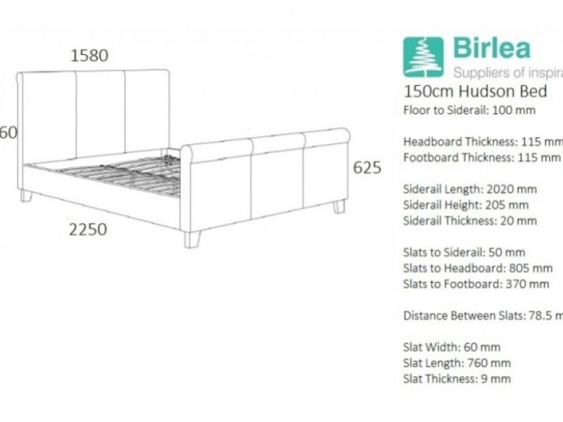 Birlea Hudson 5ft Kingsize Brown Faux Leather Bed Frame