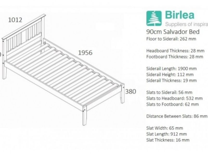 Birlea Salvador 3ft Single Pine Wooden Bed Frame