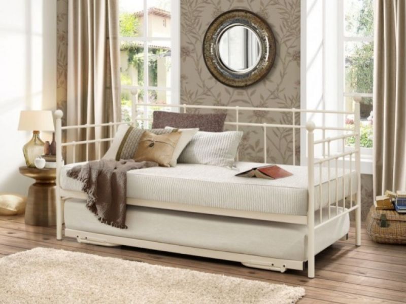 Birlea Lyon 3ft Single Cream Metal Day Bed with Trundle