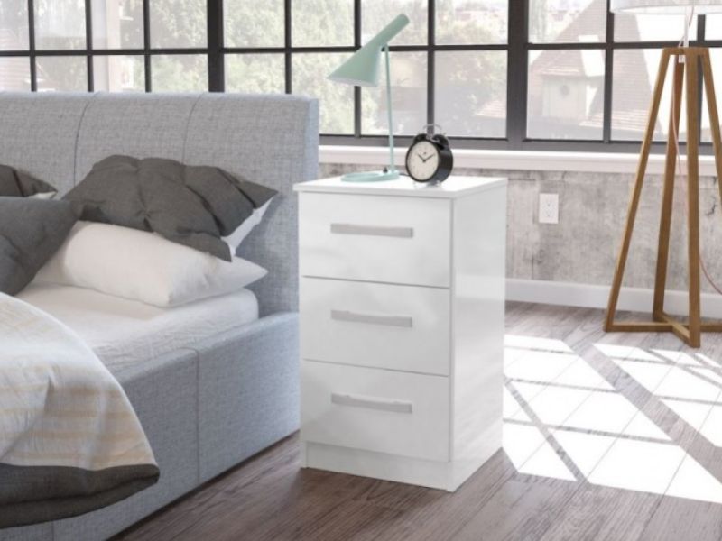 Birlea Lynx White Gloss 3 Drawer Bedside