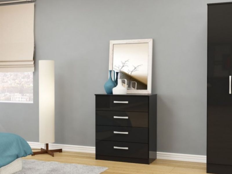 Birlea Lynx Black Gloss 4 Drawer Chest of Drawers