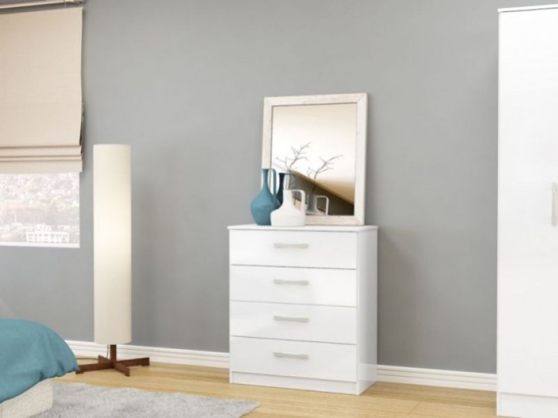 Birlea Lynx White Gloss 4 Drawer Chest of Drawers