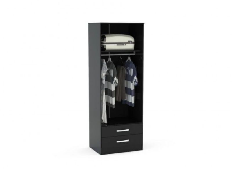 Birlea Lynx Black with Black Gloss 2 Door Combi Robe