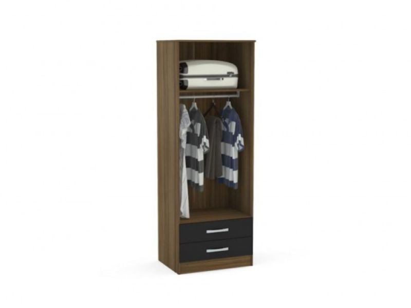 Birlea Lynx Walnut with Black Gloss 2 Door Combi Robe