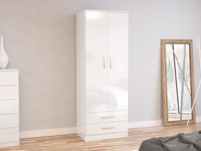 Birlea Lynx White Gloss 2 Door Combi Robe