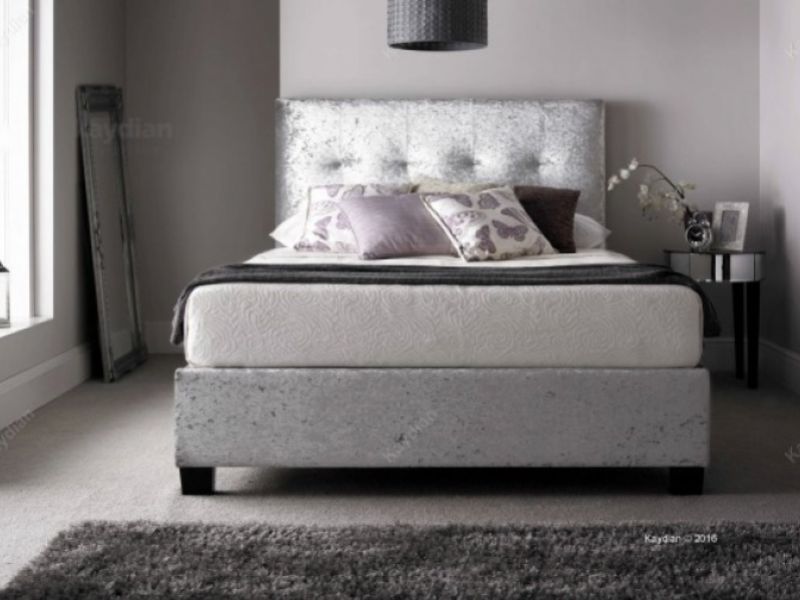 Kaydian Walkworth 6ft Super Kingsize Silver Velvet Fabric Ottoman Storage Bed