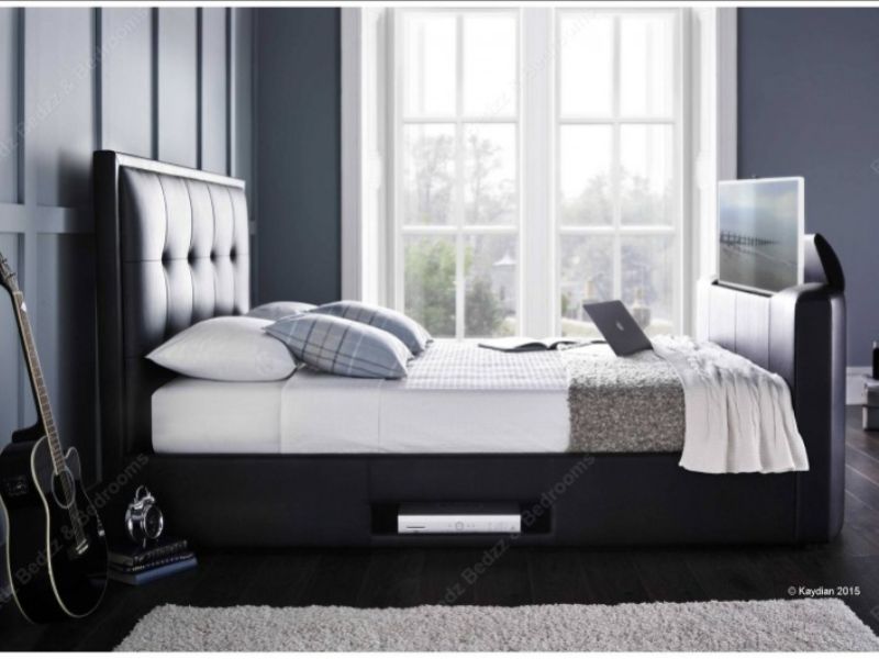 Kaydian Cartmel 5ft Kingsize Black Leather TV Bed