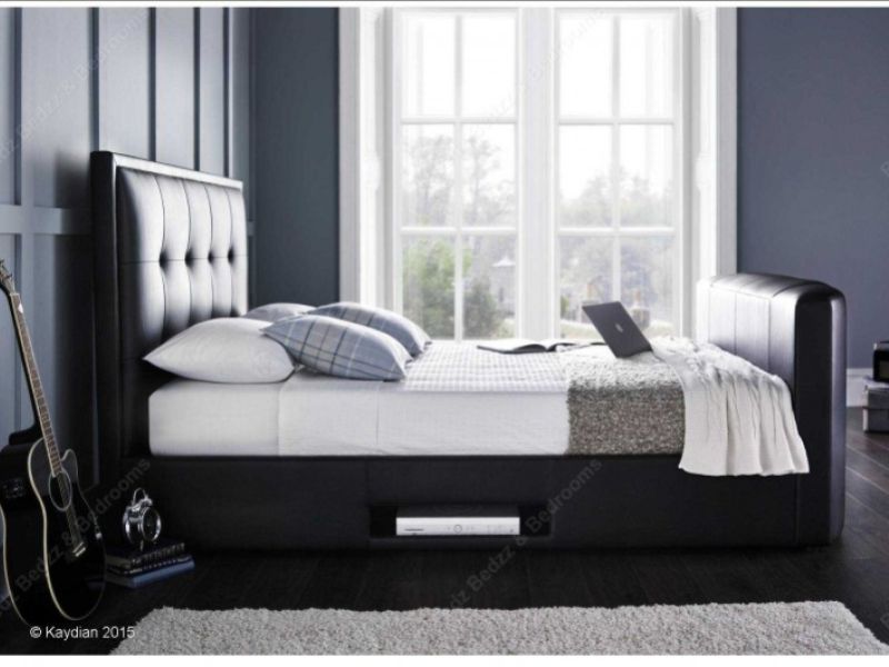 Kaydian Cartmel 5ft Kingsize Black Leather TV Bed
