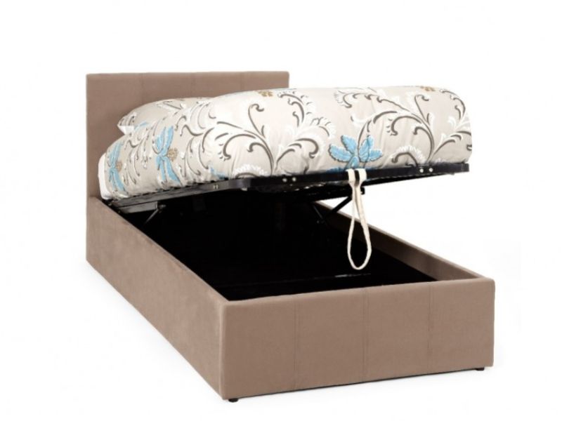 Serene Evelyn 3ft Single Latte Fabric Ottoman Bed