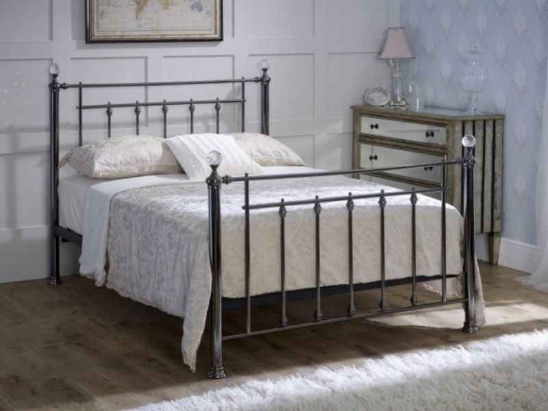 Limelight Libra 5ft Kingsize Black Chrome Metal Bed Frame With Crystals