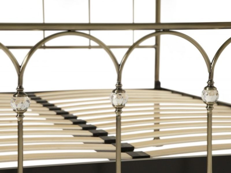 Serene Shilton 4ft Small Double Antique Brass Metal Bed Frame with Crystals