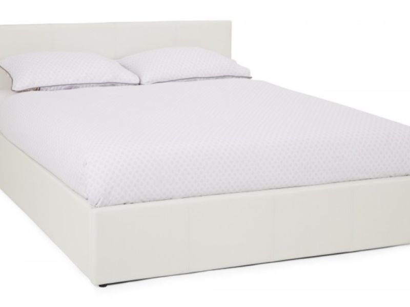 Serene Tivoli 5ft Kingsize White Faux Leather Ottoman Bed