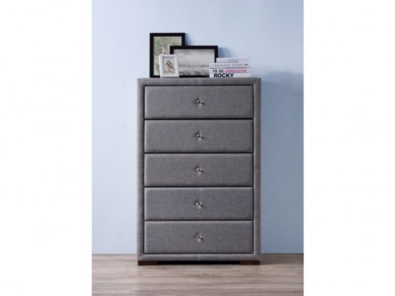 Birlea Sorrento 5 Drawer Chest in Grey Fabric