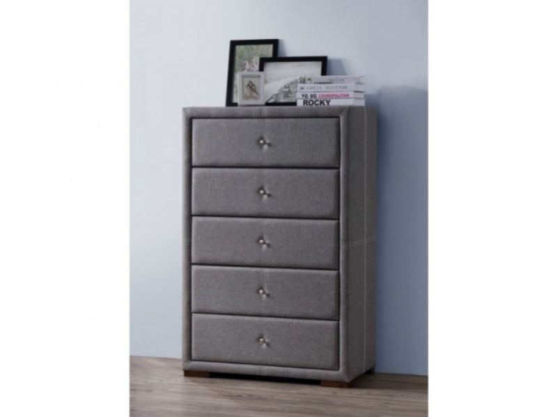 Birlea Sorrento 5 Drawer Chest in Grey Fabric