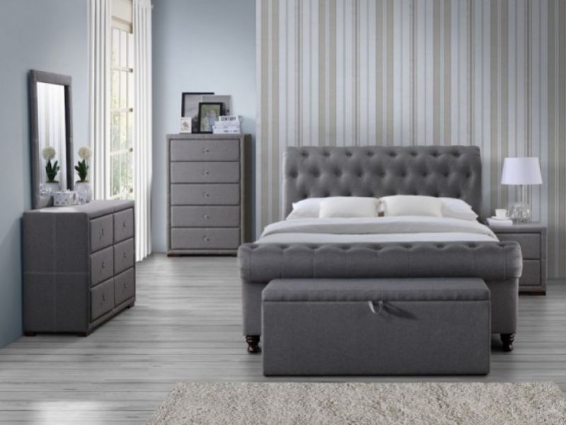 Birlea Sorrento 6 Drawer Dresser in Grey Fabric