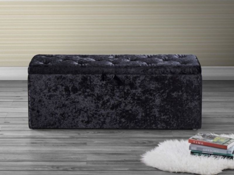 Birlea Tuscany Storage Ottoman in Black Fabric