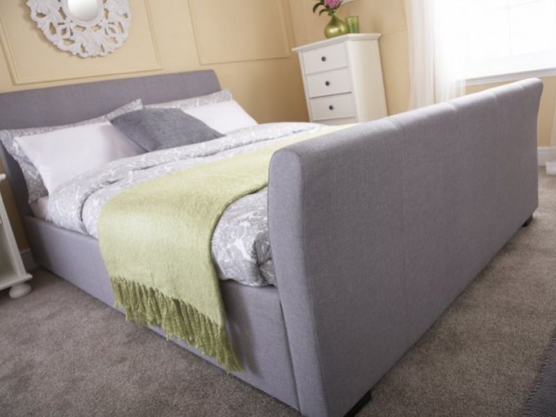 GFW Hannover 4ft6 Double Grey Fabric Bed