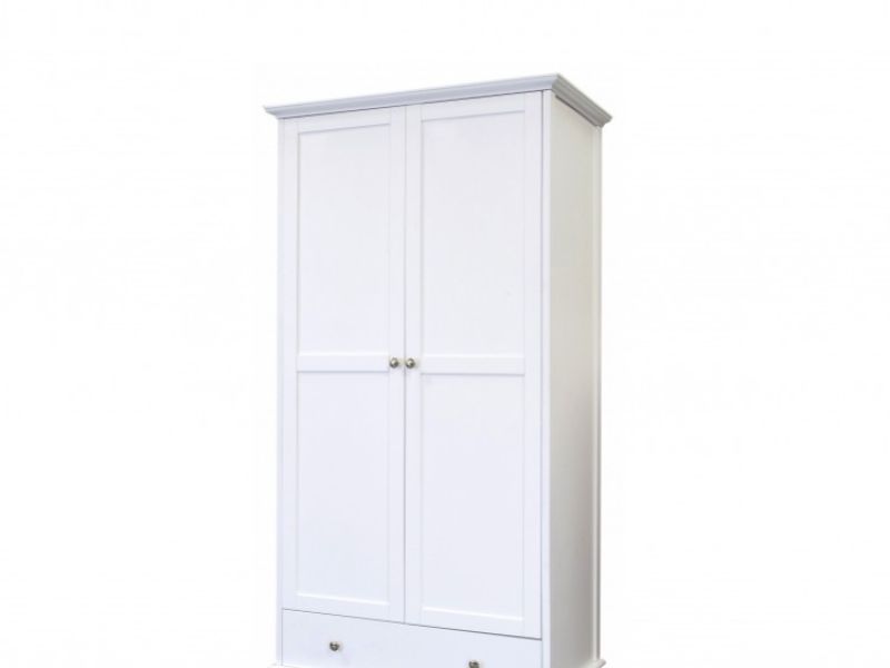 GFW Toulouse White 2 Door 1 Drawer Wardrobe