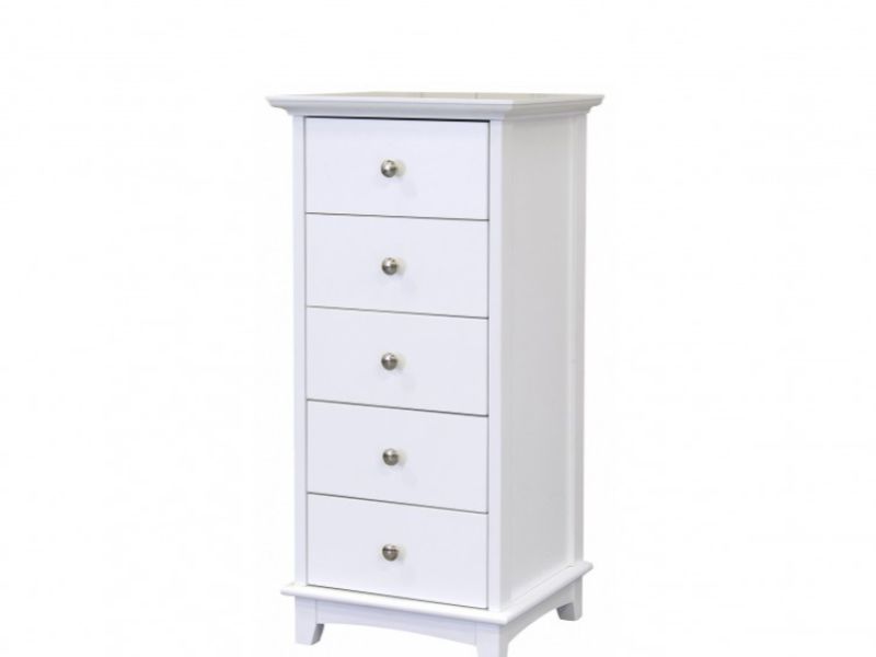 GFW Toulouse White 5 Drawer Narrow Chest