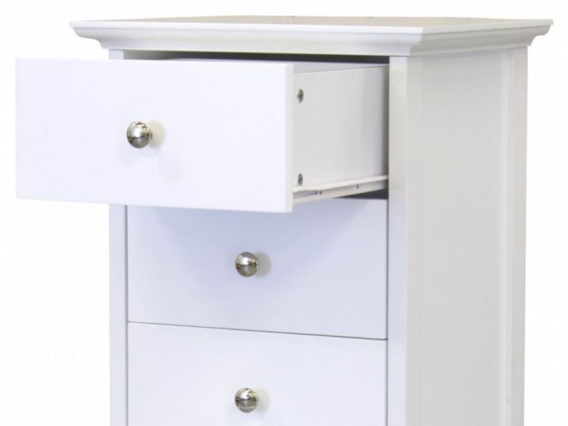 GFW Toulouse White 5 Drawer Narrow Chest