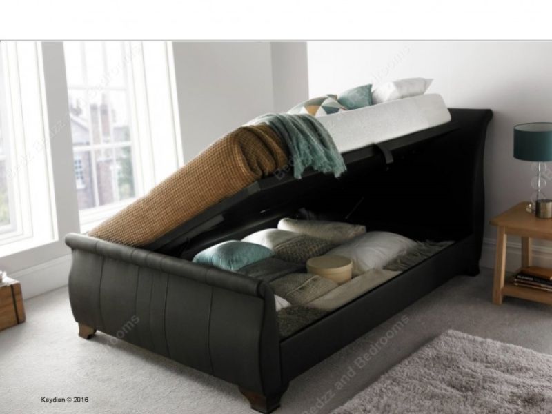 Kaydian Middleton 4ft6 Double Brown Leather Ottoman Bed