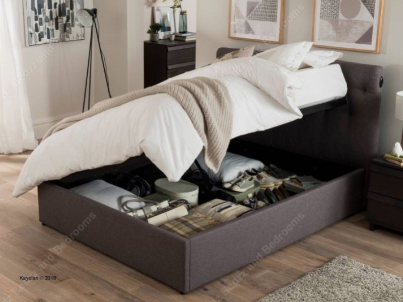 Kaydian Versace 5ft Kingsize Grey Fabric Automatic Ottoman Bed