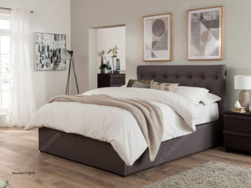 Kaydian Versace 5ft Kingsize Grey Fabric Automatic Ottoman Bed