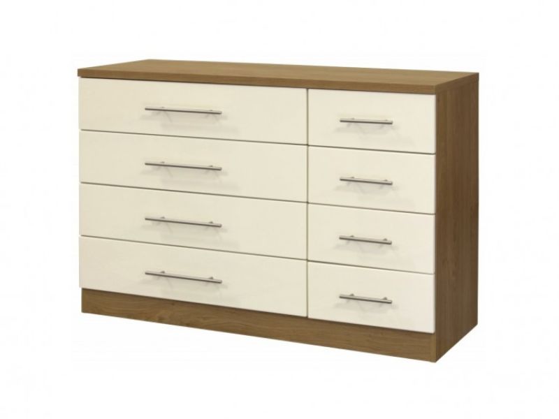 GFW Keswick 4 Plus 4 Drawer Cream Gloss Chest