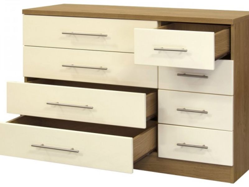 GFW Keswick 4 Plus 4 Drawer Cream Gloss Chest