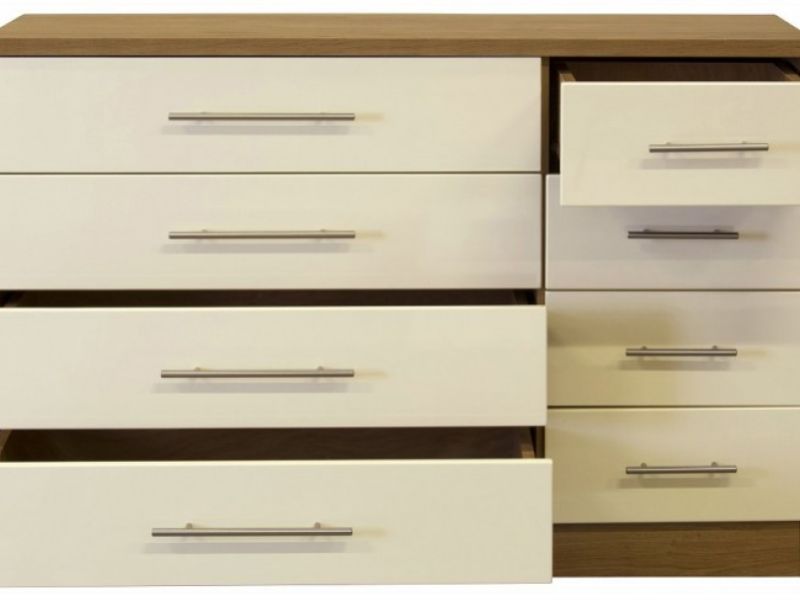 GFW Keswick 4 Plus 4 Drawer Cream Gloss Chest