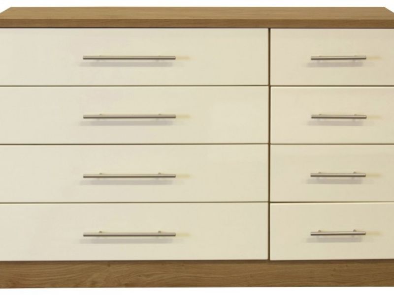 GFW Keswick 4 Plus 4 Drawer Cream Gloss Chest