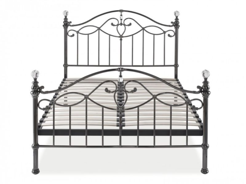 Bentley Elena 4ft Small Double Black Nickel Metal Bed