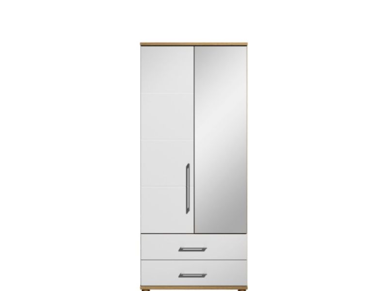 KT Halo Gloss White 2 Door Mirrored Gents Wardrobe