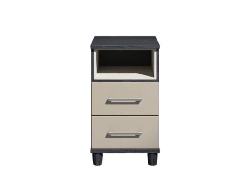 KT Halo Gloss Pale Grey 2 Drawer Bedside Pod Chest